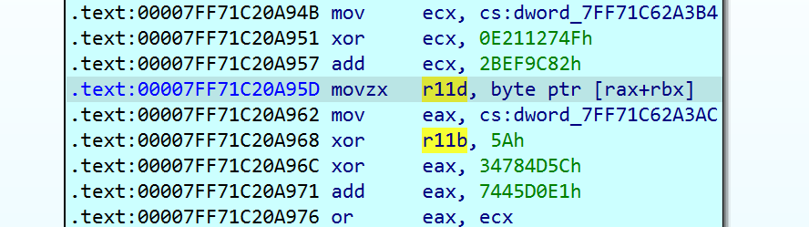 IDA highlights occurrences of whatever is under the cursor