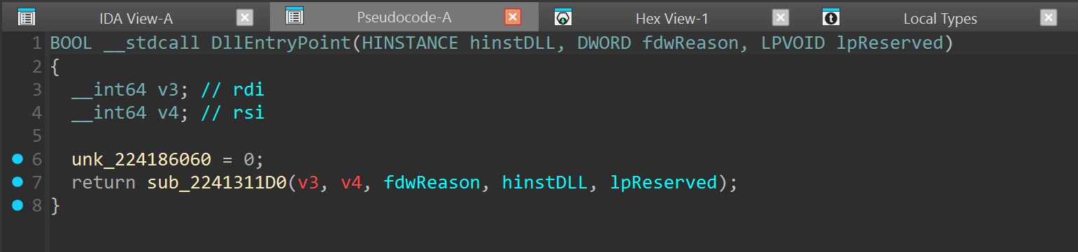 DLL entry point decompiled with IDA Pro 9.2